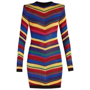 Inspired Rainbow Diagonal Striped Breathable Knitted Dress. Size XS.